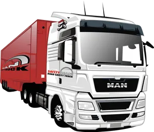 Redand White M A N Safety Truck Illustration PNG Image