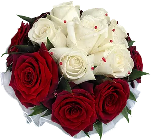 Redand White Rose Bouquet PNG Image