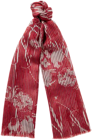 Redand White Striped Scarfwith Floral Pattern.png PNG Image