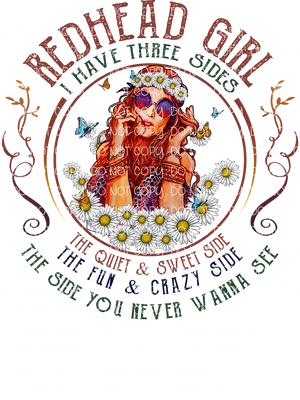 Redhead Girlwith Daisiesand Sunglasses PNG Image