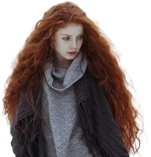 Redhead Woman Autumn Vibes PNG Image