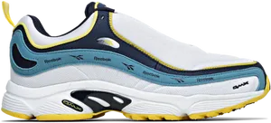 Reebok Classic White Navy Yellow Sneaker PNG Image