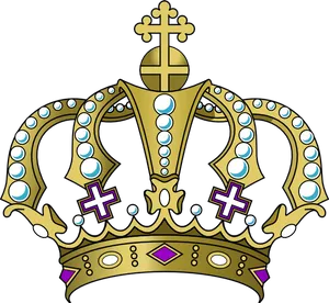 Regal Golden Crown Illustration PNG Image