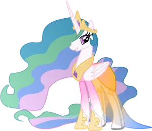 Regal Unicornwith Crown PNG Image