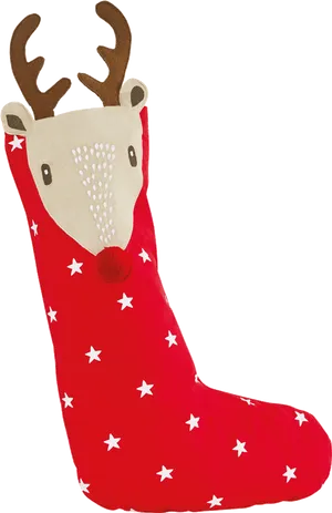 Reindeer Christmas Stocking Red Stars PNG Image