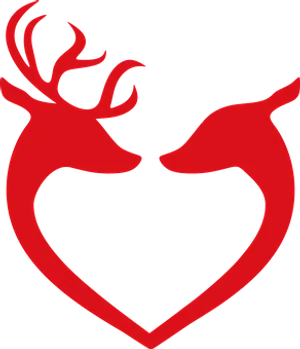 Reindeer Heart Silhouette Graphic PNG Image