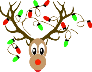 Reindeerwith Christmas Lights Antlers PNG Image