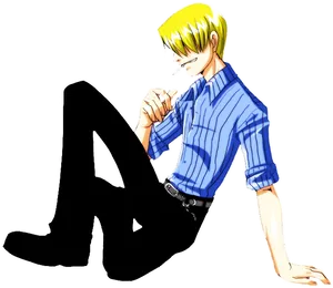 Relaxed_ Anime_ Character_ Sanji_ Sitting PNG Image