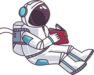 Relaxed_ Astronaut_ Reading_ Book PNG Image