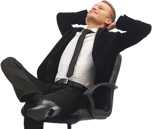 Relaxed Businessman Reclining PNG Image