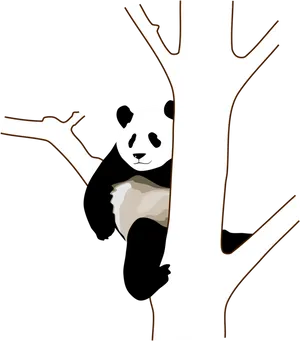 Relaxed Panda Clinging To Tree PNG Image