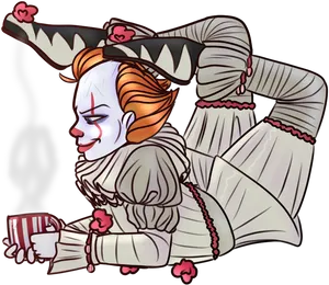 Relaxing Pennywise Cartoon Illustration PNG Image