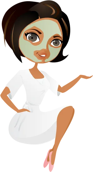 Relaxing Spa Facial Treatment Cartoon PNG Image