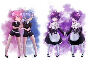 Remand Ram Twin Maids Re Zero PNG Image