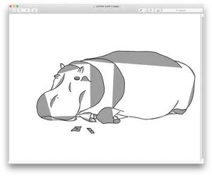 Resting Cartoon Hippopotamus PNG Image