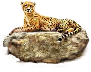 Resting Cheetahon Rock PNG Image