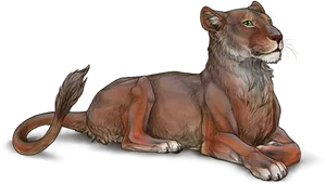 Resting Lioness Illustration PNG Image