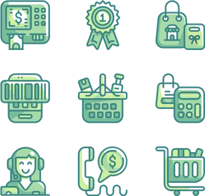 Retail Service Icons Set PNG Image