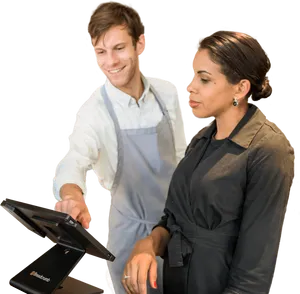 Retail Staff Using Pointof Sale System PNG Image