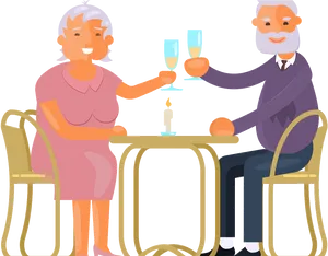 Retired Couple Celebrating With Champagne PNG Image