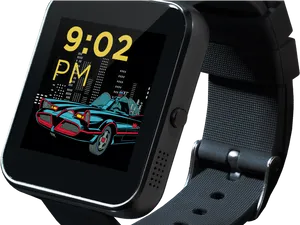 Retro Car Smartwatch Display PNG Image