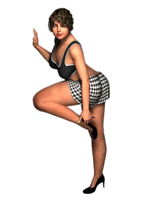 Retro Dance Pose3 D Model PNG Image