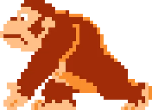 Retro Donkey Kong Pixel Art PNG Image