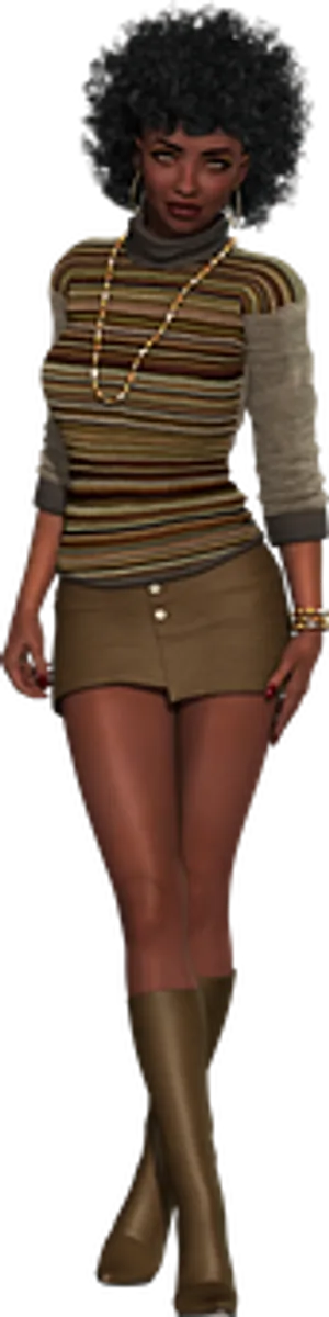 Retro Fashion_ Female3 D Model PNG Image