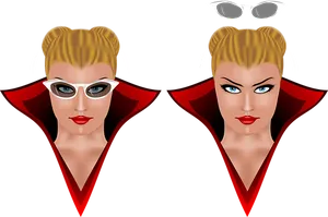 Retro Fashion Twin Portraits PNG Image