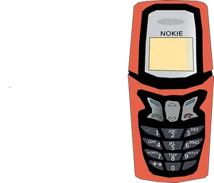 Retro Flip Phone Cartoon PNG Image