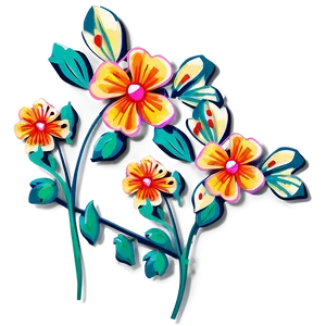 Retro Flower Design Png Mjk PNG Image