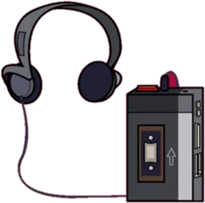 Retro Headphonesand Cassette Player PNG
