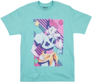 Retro Hisoka T Shirt Design PNG Image