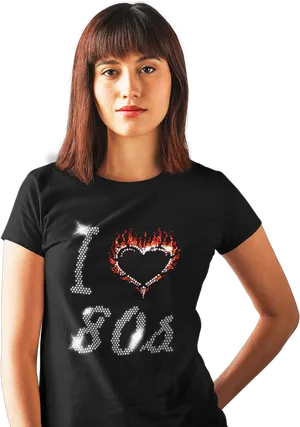 Retro Love80s Tshirt Woman PNG Image