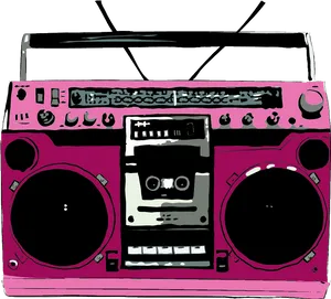 Retro Pink Boombox Illustration PNG Image