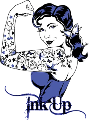 Retro Pinup Girl Tattoo Art PNG Image