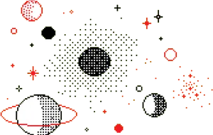 Retro Pixel Space Scene PNG Image