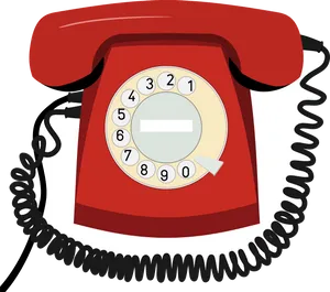 Retro Red Rotary Phone Clipart PNG Image