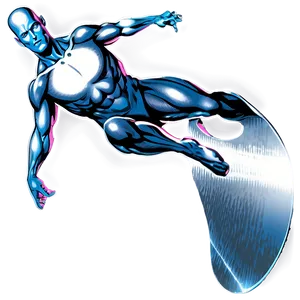 Retro Silver Surfer Poster Png Xmy22 PNG Image