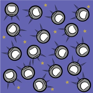 Retro Space Rockets Pattern PNG Image