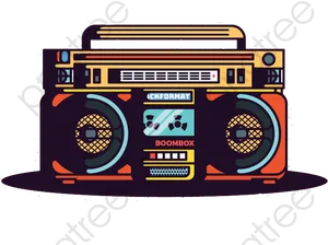 Retro Style Boombox Illustration PNG Image