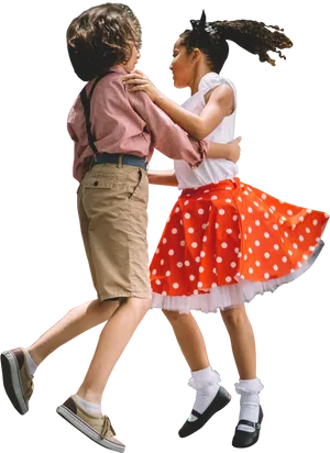 Retro Style Kids Dancing PNG Image