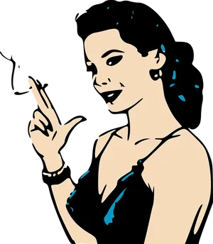 Retro Style Smoking Lady PNG Image