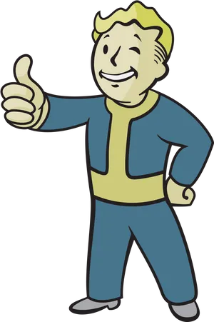 Retro Styled Thumbs Up Character PNG Image