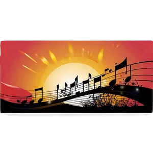 Retro Sunset And Music Notes PNG Pau57 PNG