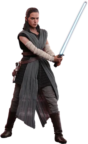 Rey_with_ Lightsaber PNG Image