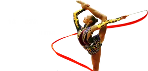 Rhythmic Gymnast Performingwith Ribbon PNG Image