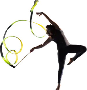 Rhythmic Gymnast With Ribbon Dance PNG Image