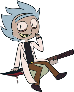 Rick Sanchez Sitting Animated Character PNG Image