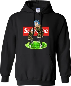 Rickand Morty Supreme Hoodie Design PNG Image